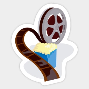 Movie Reel with Popcorn Retro Sticker